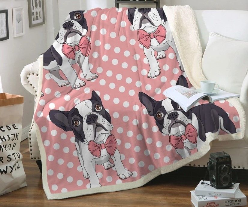 Bow Tie Bulldog Sherpa Fleece