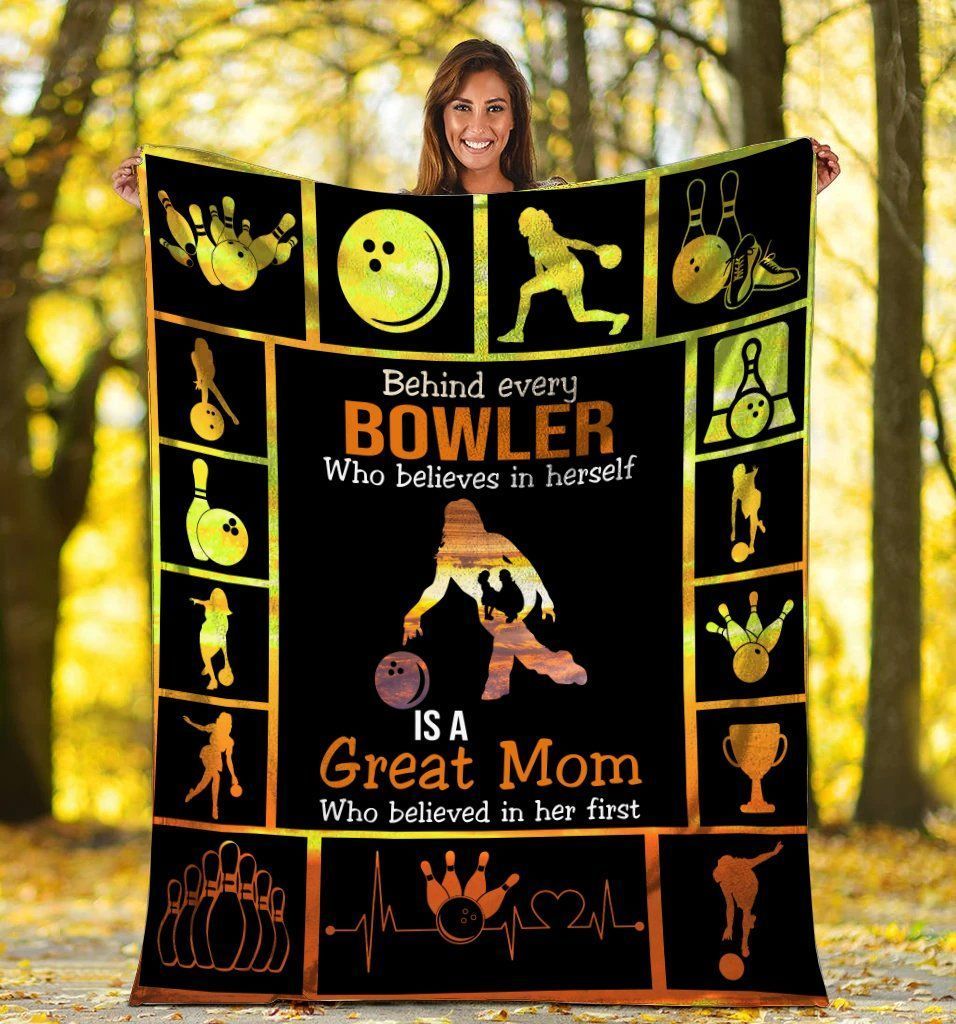 Bowling Behind Every Bowler Mom And Daughter Fleece Blanket