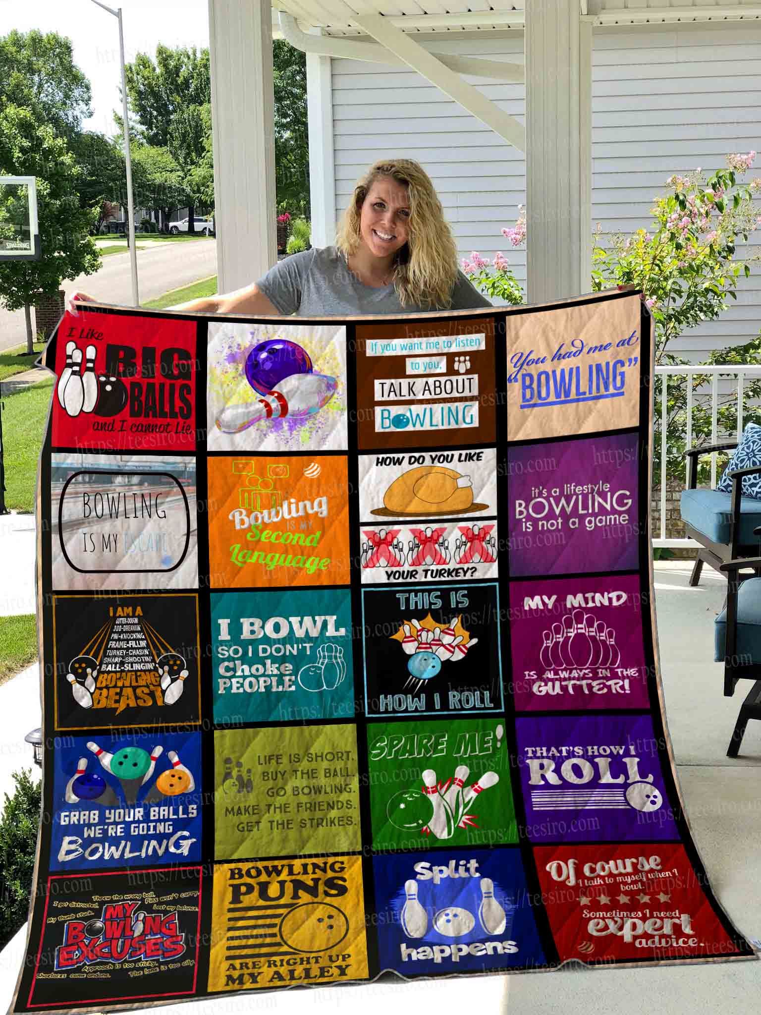 Bowling I Like Big Ball Quilt Blanket DHC3112828TD