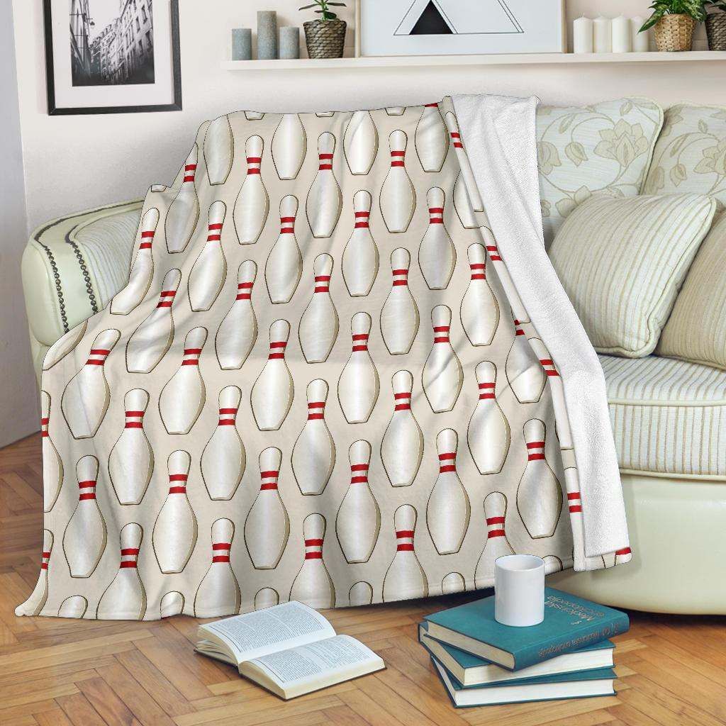 Bowling Pin Pattern Sherpa Fleece Blanket