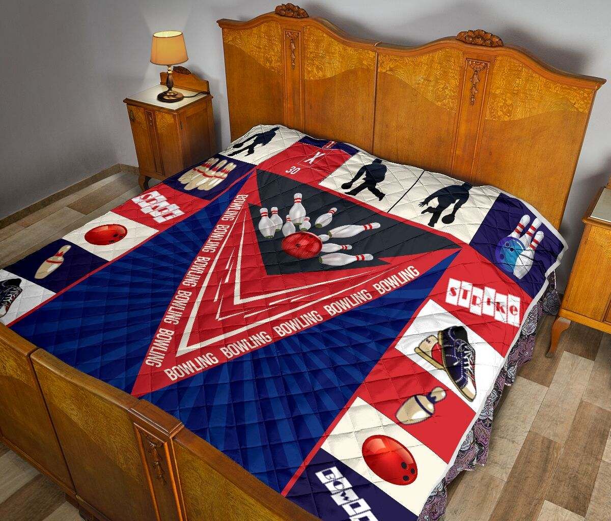 bowling red blue quilt DHC281111335DD