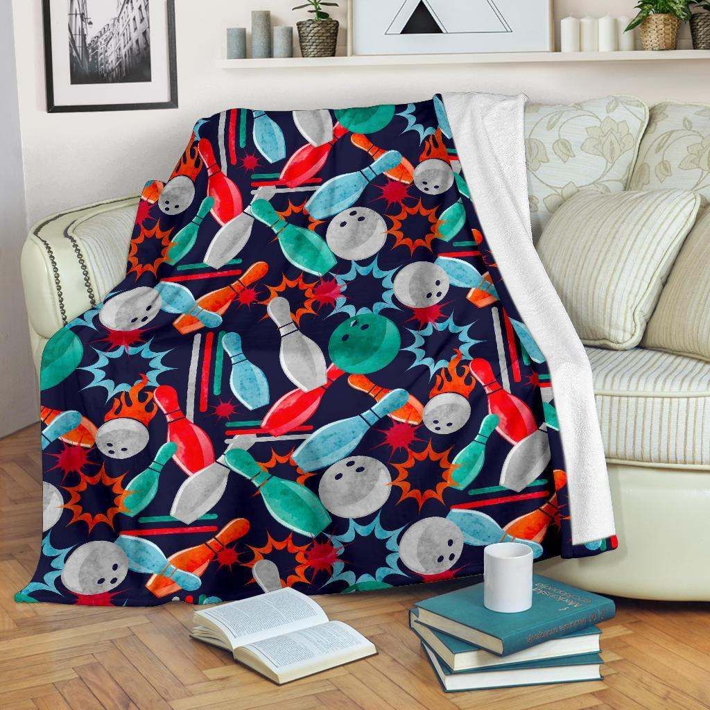 Bowling Stike Sherpa Fleece Blanket