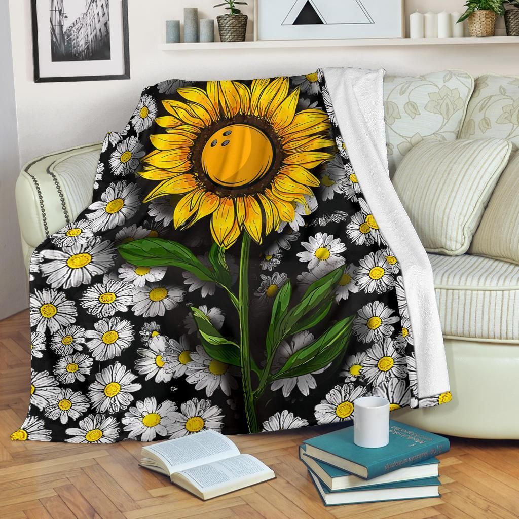 Bowling Sunflower Sherpa Fleece Blanket