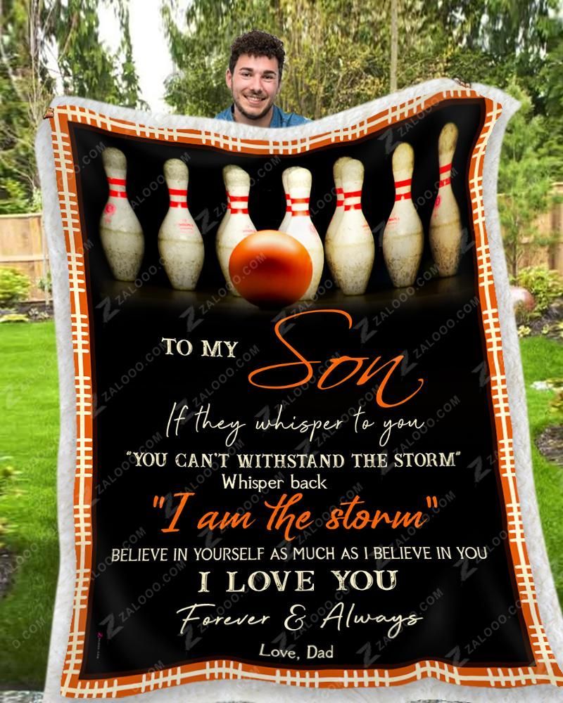 Bowling To My Son I Love You Dad Sherpa Fleece Blanket