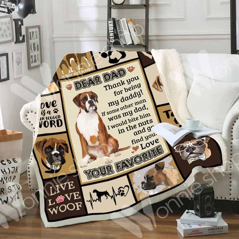 Boxer Dad Sherpa Fleece Blanket