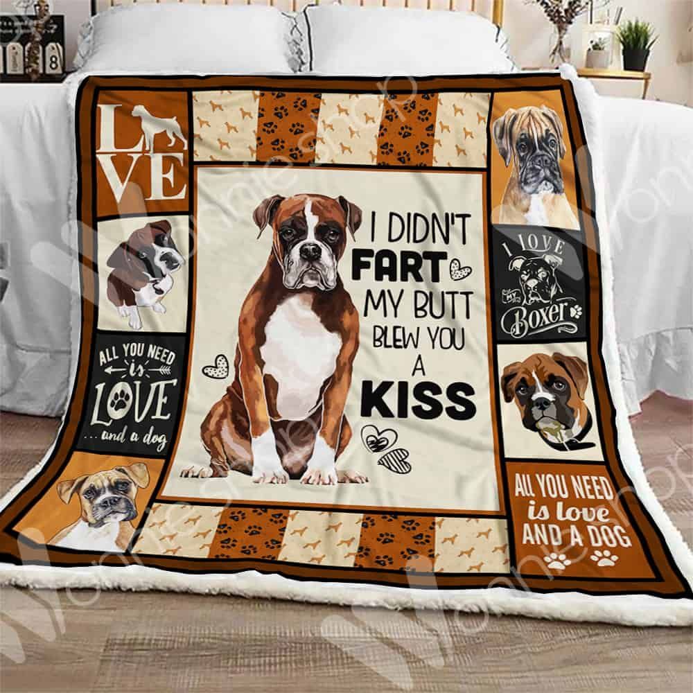 Boxer Dog All Need is Love And A Dog Sherpa Fleece Blanket