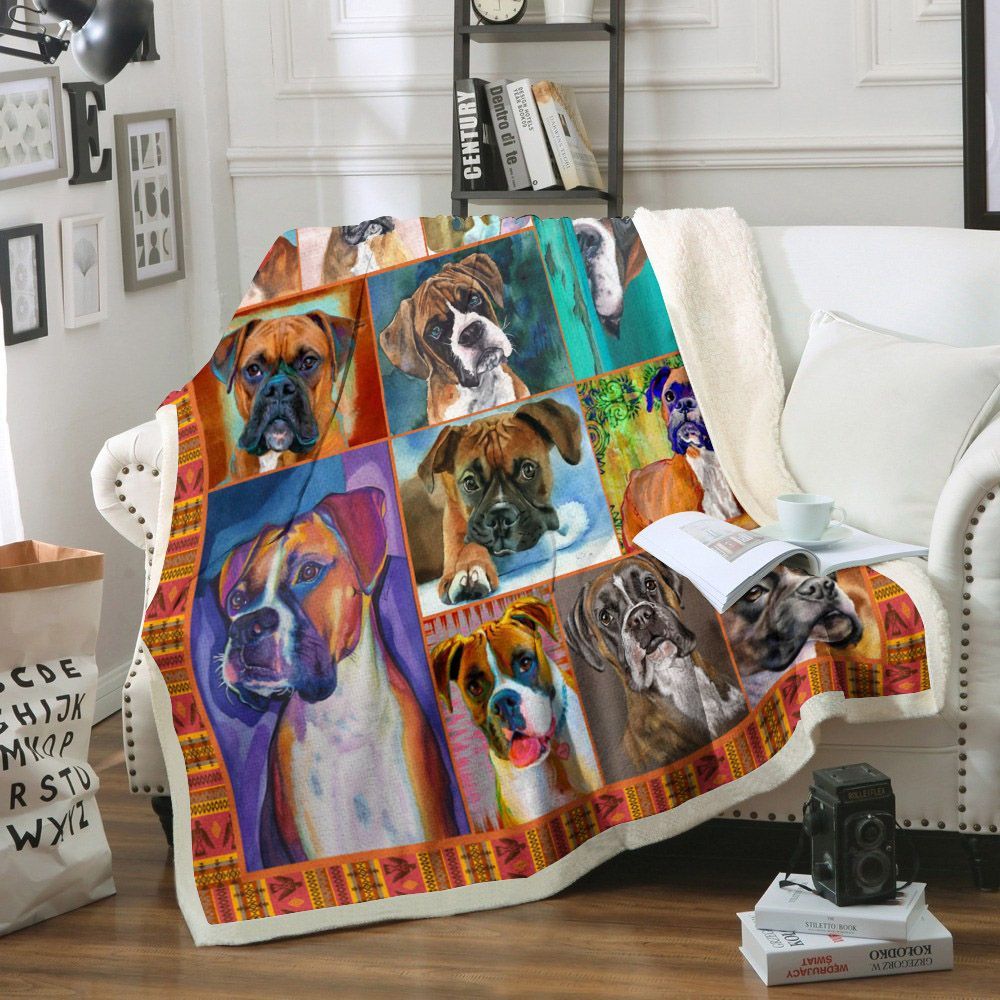 Boxer Dog Sherpa Fleece Blanket
