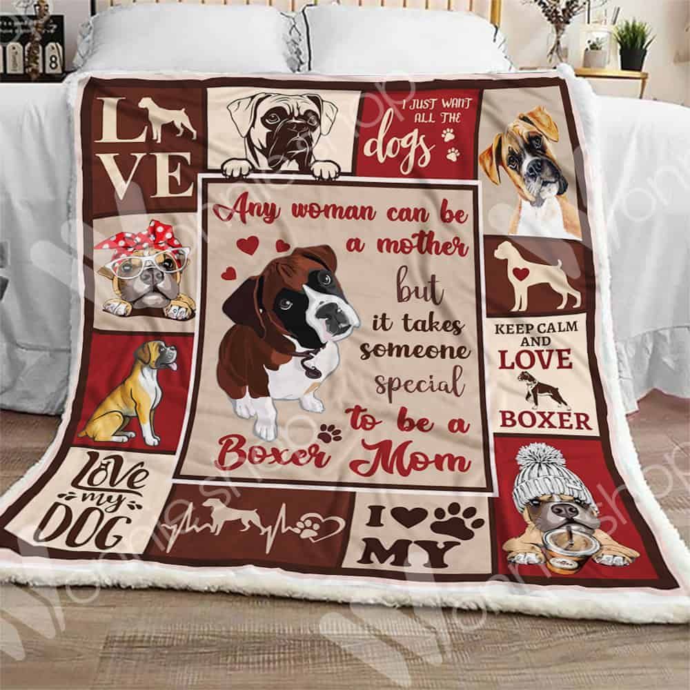Boxer Dog Keep Calm And Love Boxer Sherpa Fleece Blanket