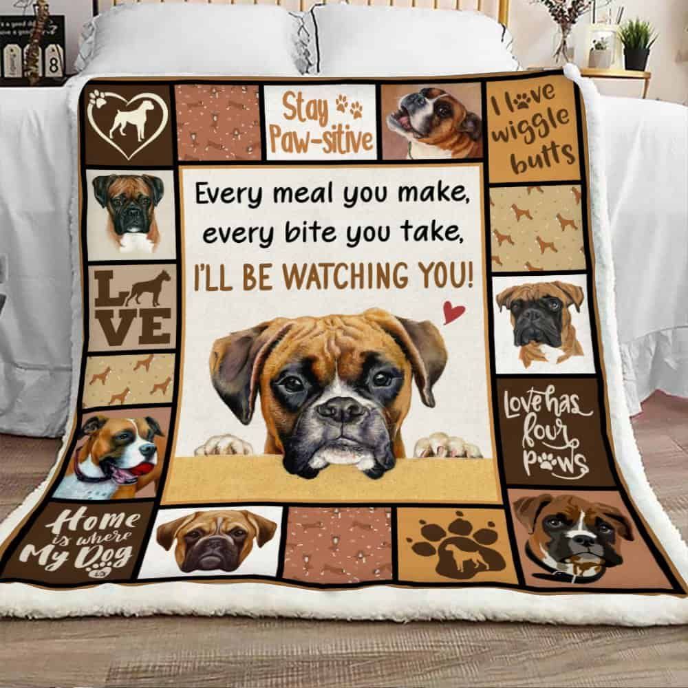Boxer Dog Love Has Four Paw Sherpa Fleece Blanket