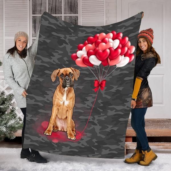 Boxer Dog Valentines Day Sherpa Fleece Blanket
