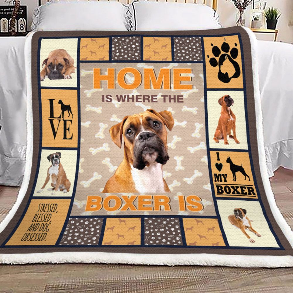 Boxer Dog Sherpa Fleece Blanket