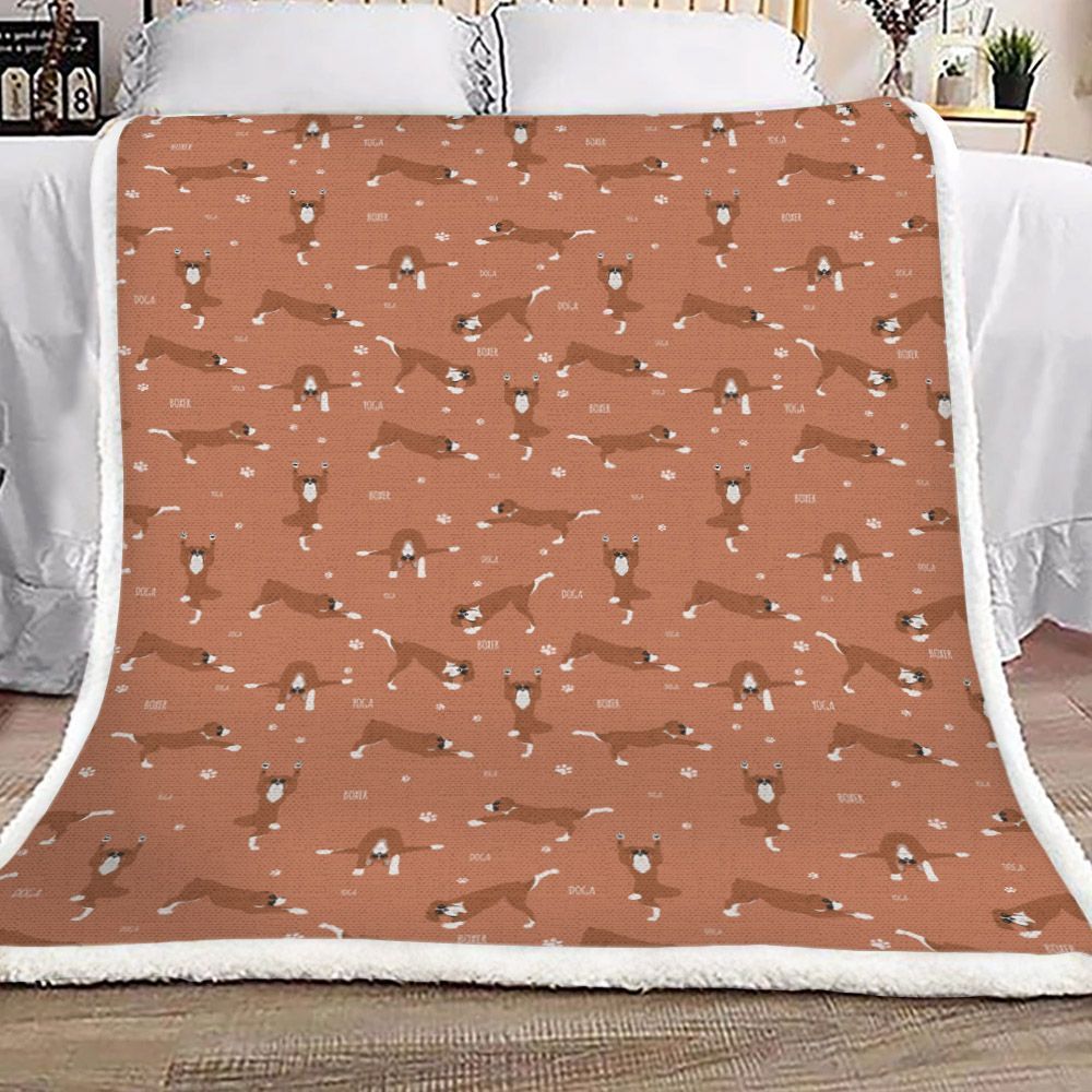 Boxer Dog Yoga Doga Sherpa Fleece Blanket