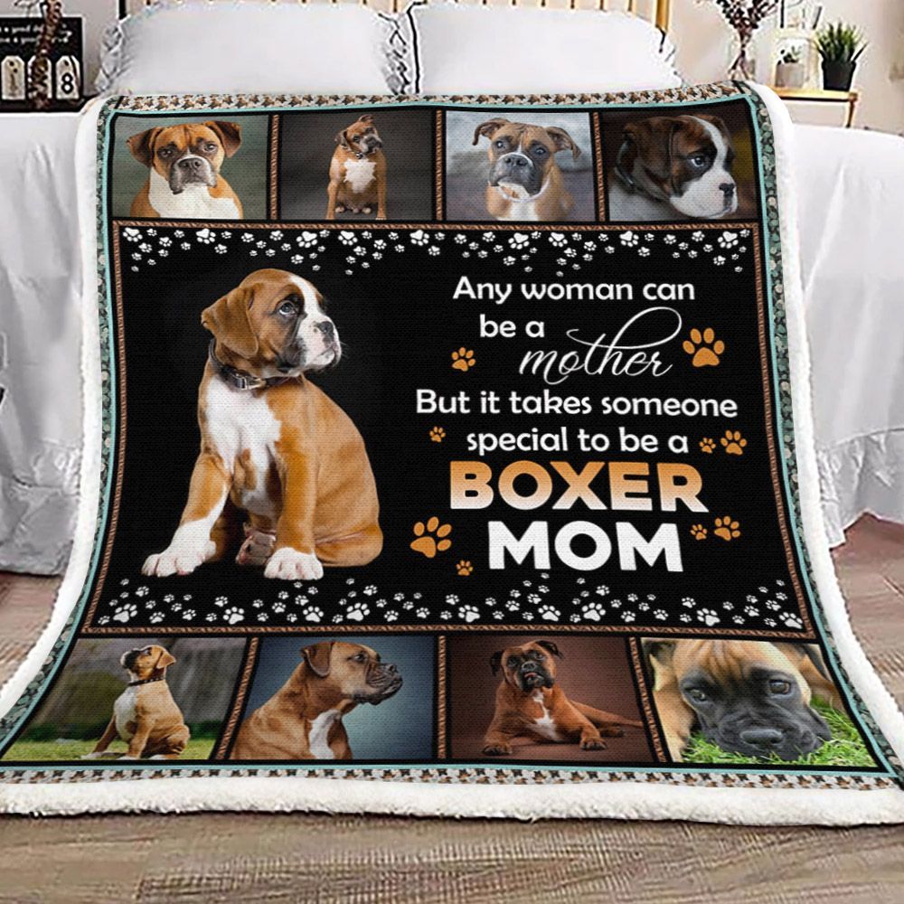 Boxer Mom Sherpa Fleece Blanket