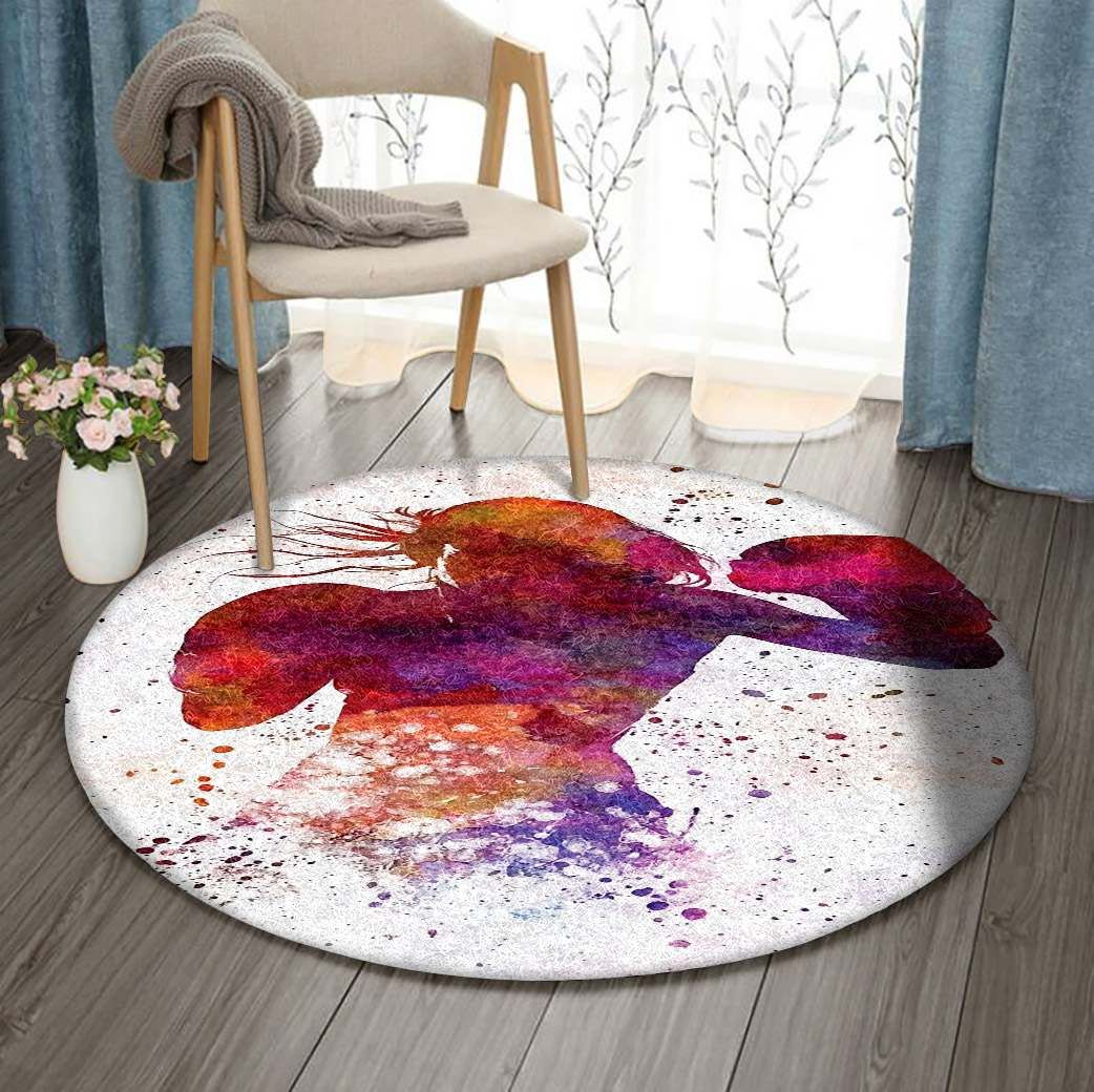 Boxing Girl Round Carpet