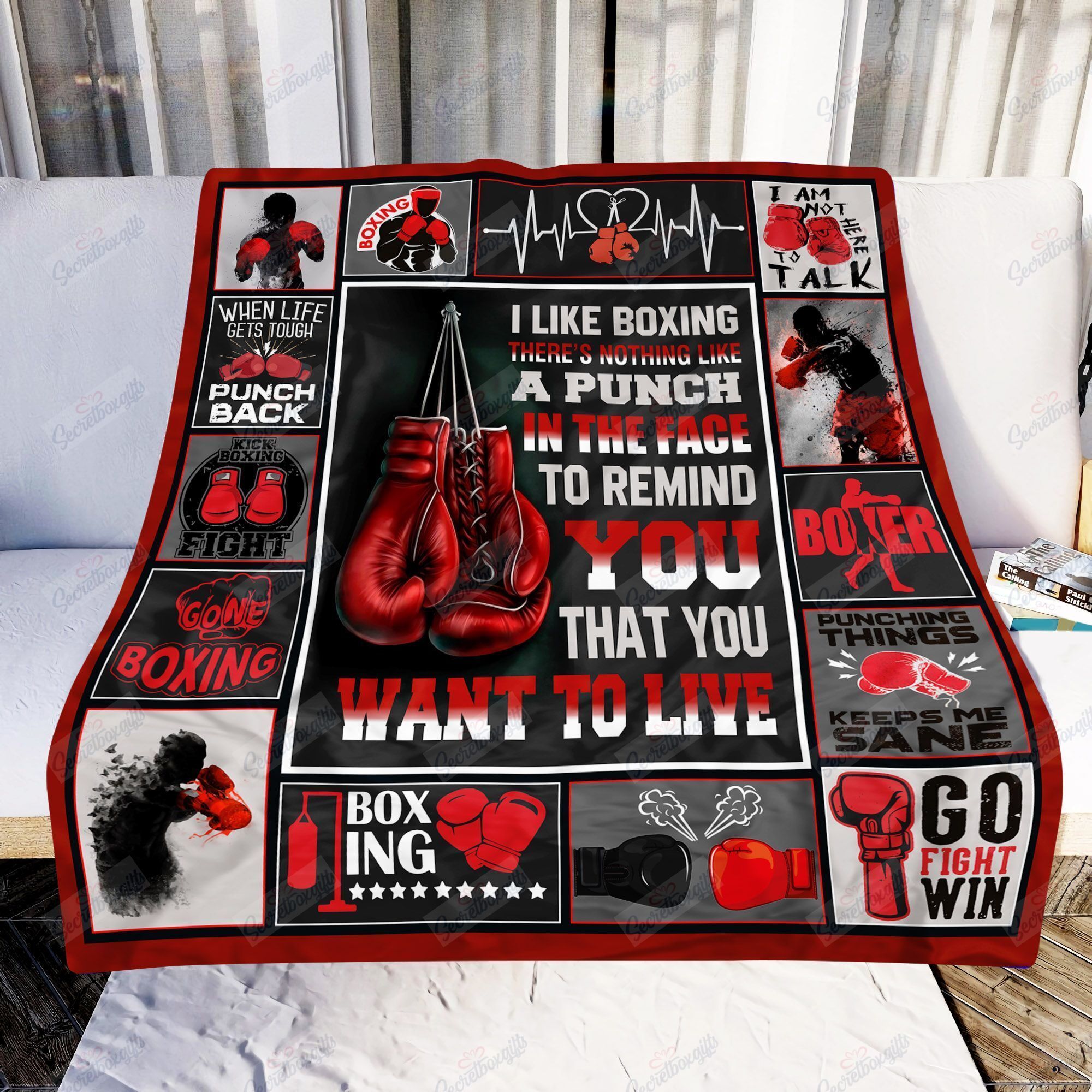 Boxing When Life Gets Tough Punch Back Fleece Blanket