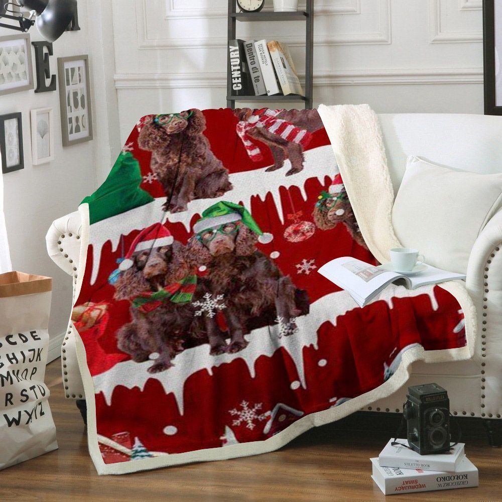 Boykin Spaniel Snow Christmas Sherpa Fleece Blanket
