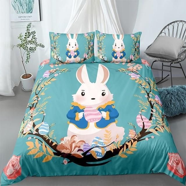 Boys Rabbit Colorful Eggs Bedding Set