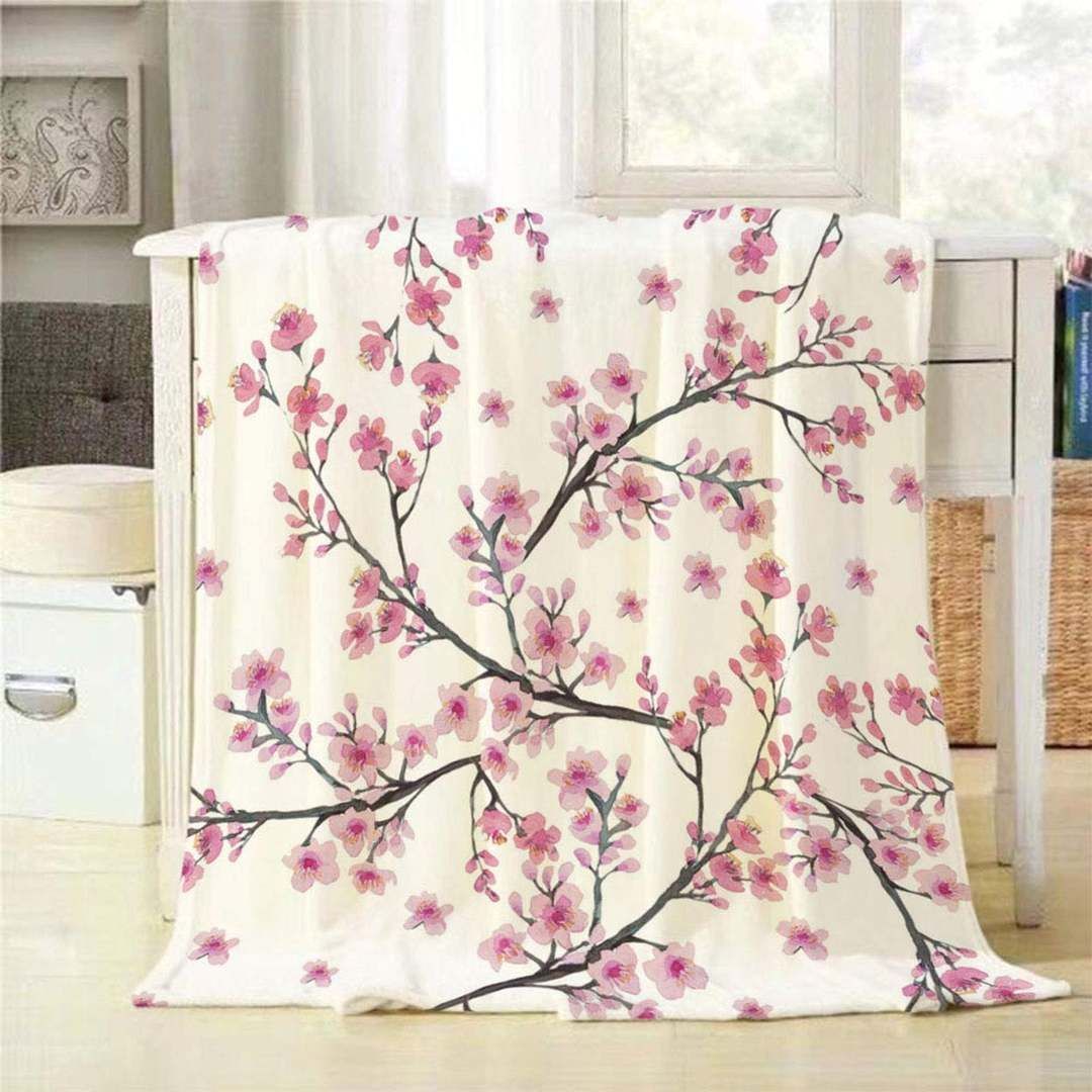 Branch Of Cherry Blossom Sherpa Fleece Blanket
