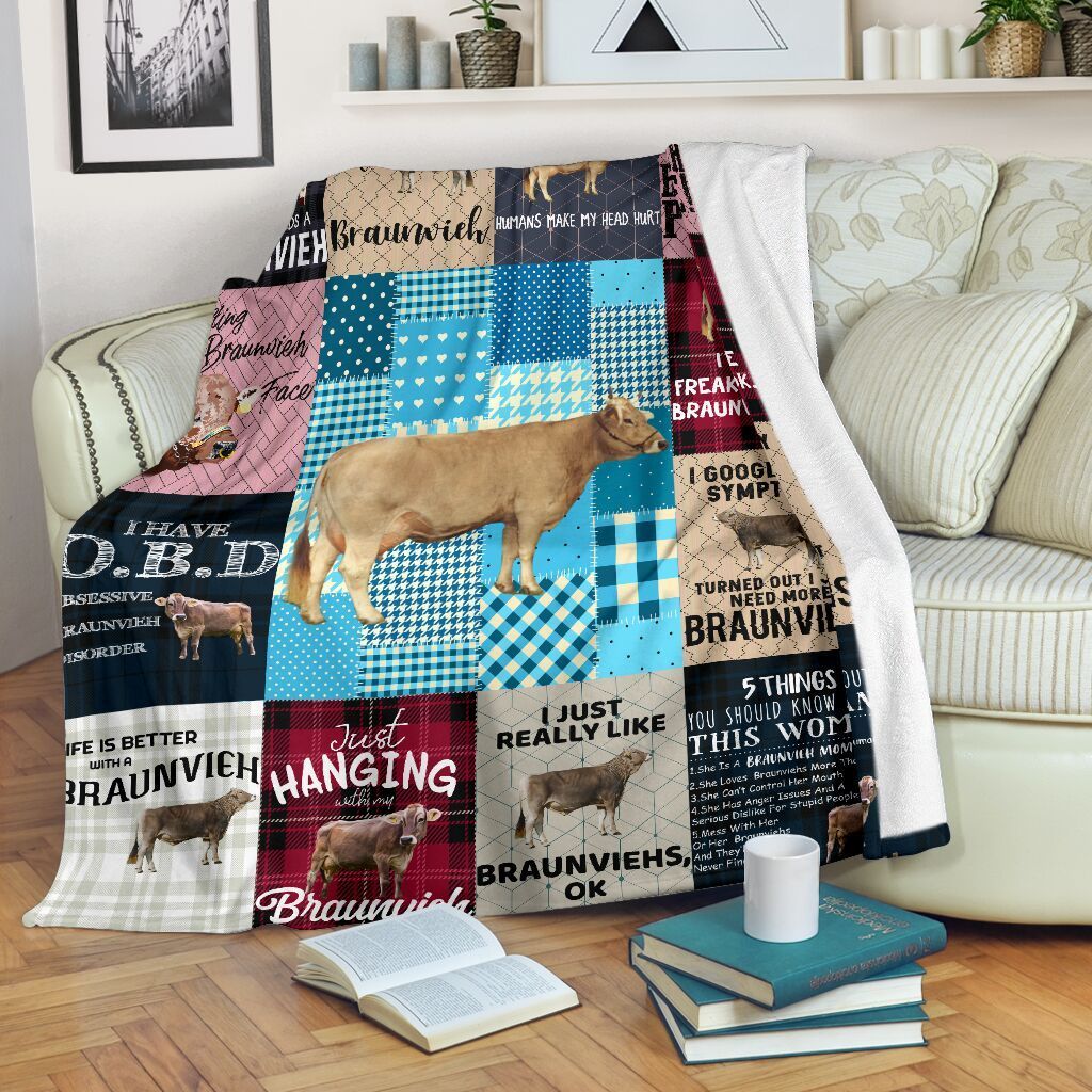 Braunvieh Cow Sherpa Fleece Blanket