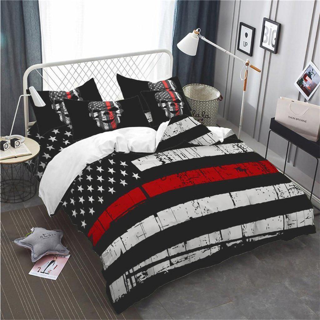 Brave American Flag Skull Bedding Set