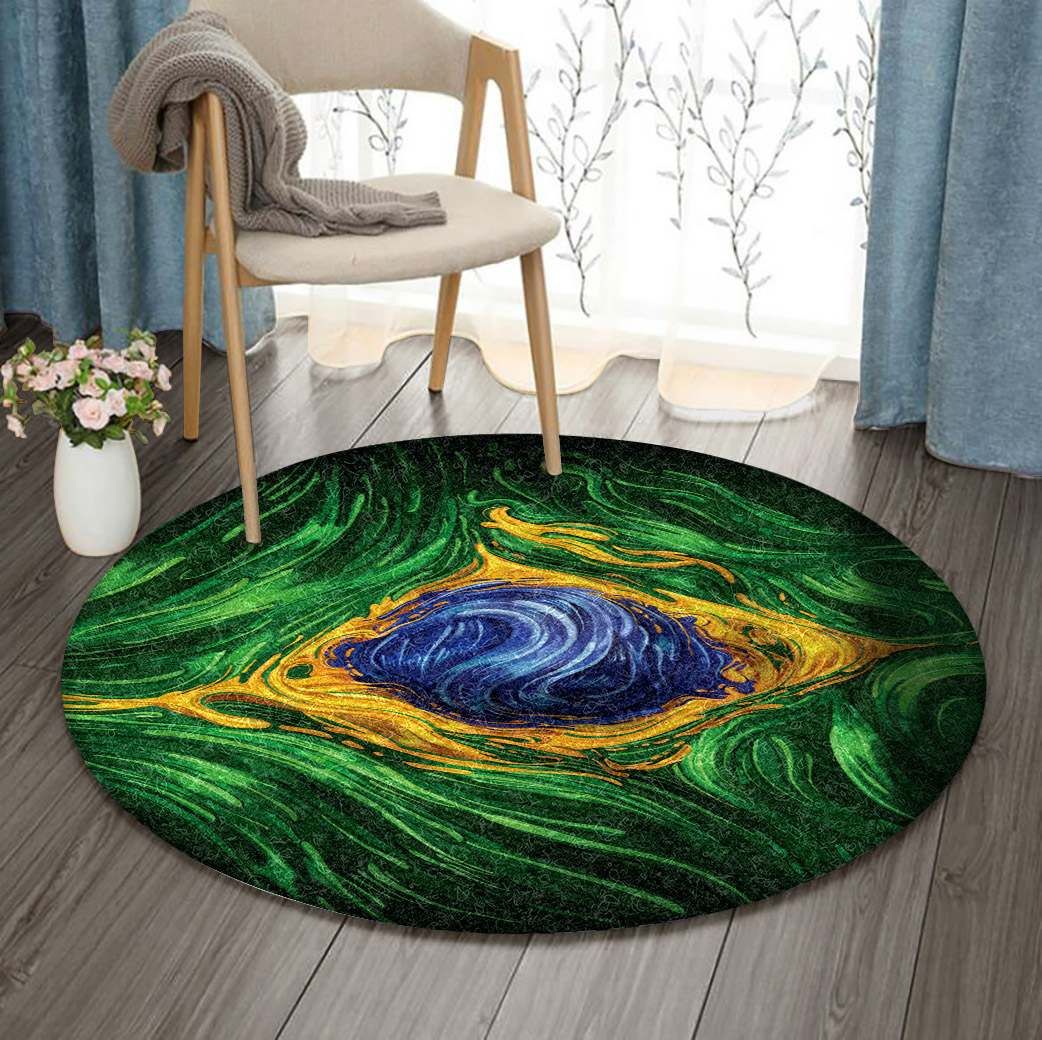 Brazil Flag Round Carpet