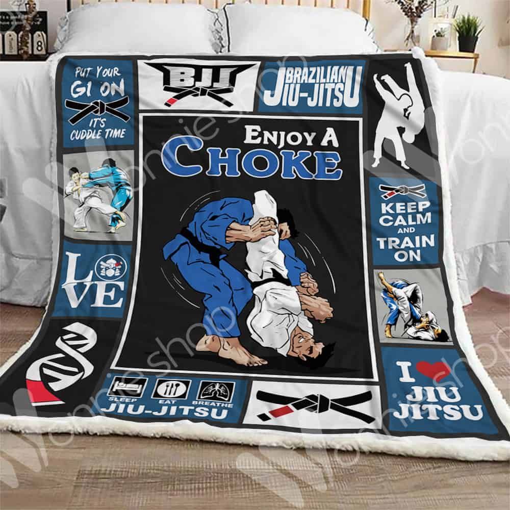 Brazilian Jiu-Jitsu Keep Calm And Train On Sherpa Fleece Blanket