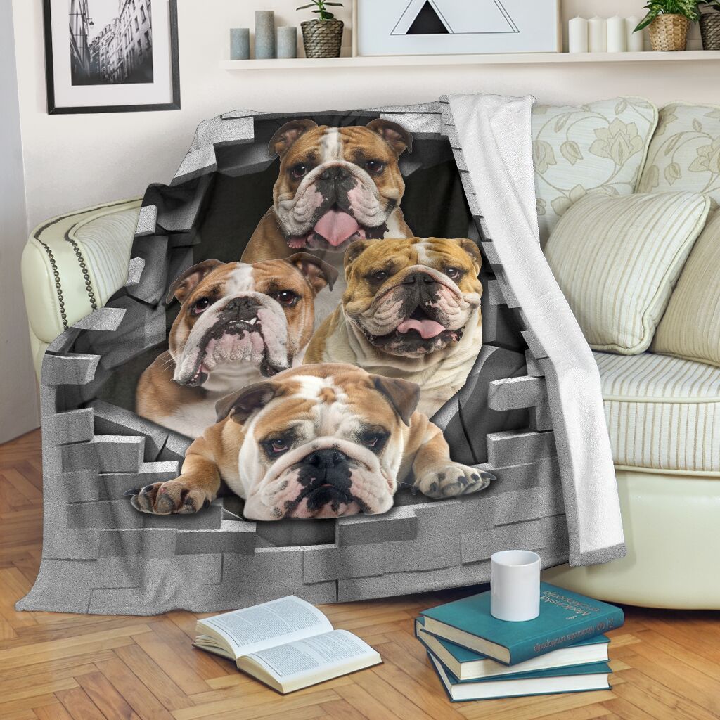 Break The Wall English Bulldog Fleece Blanket Fleece Blanket