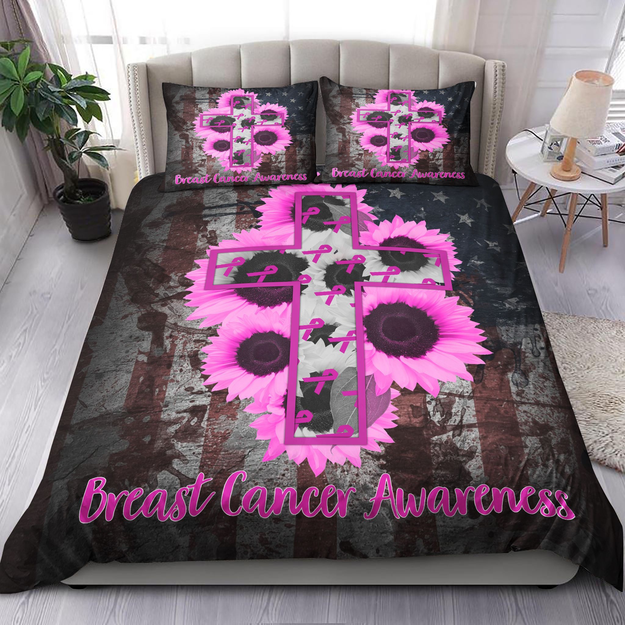 Breast Cancer Awareness Cross Bedding Set