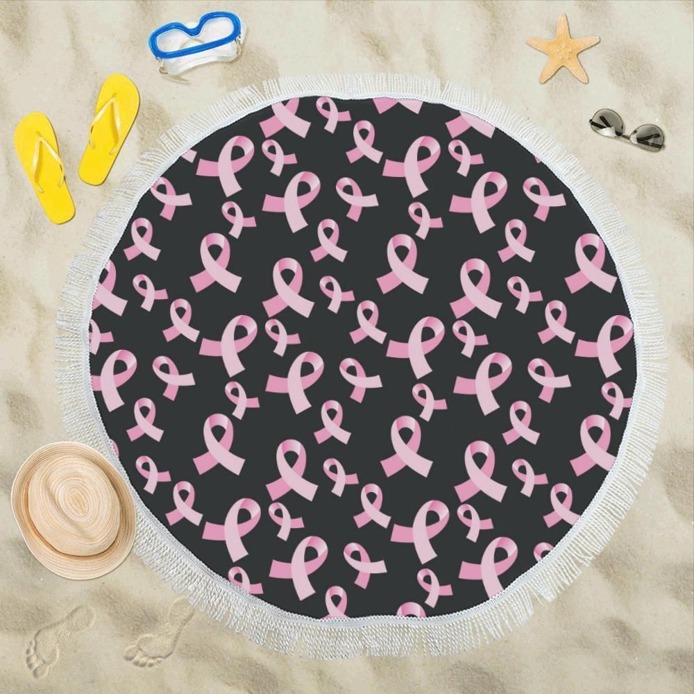 Breast Cancer Awareness Design Round Beach Towel