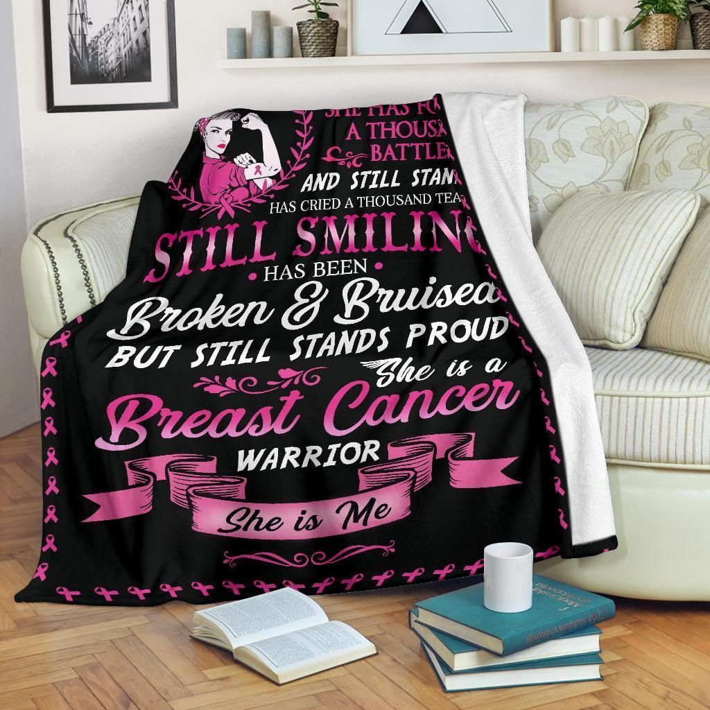 Breast Cancer Awareness She Is Me Sherpa Fleece Blanket