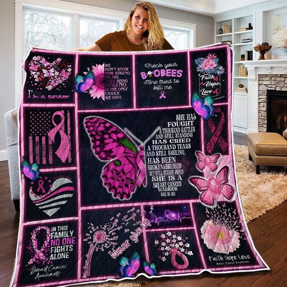 Breast Cancer Butterfly DPC221003 Quilt Blanket