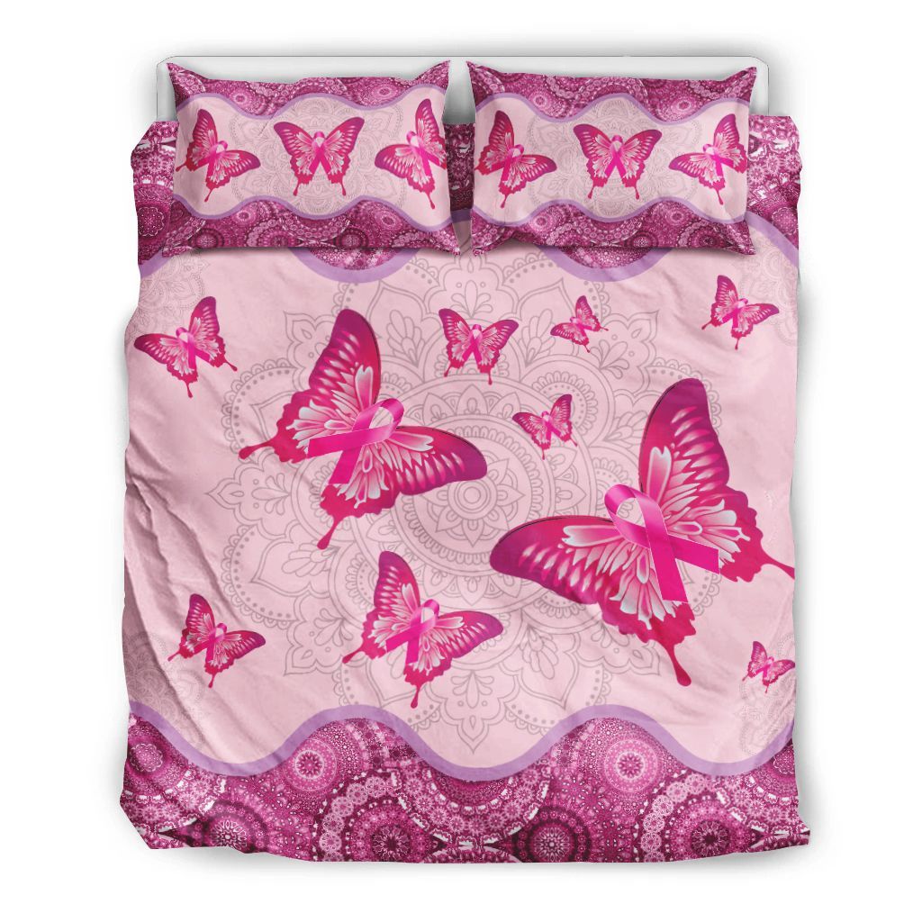 Breast Cancer Butterfly Bedding Set