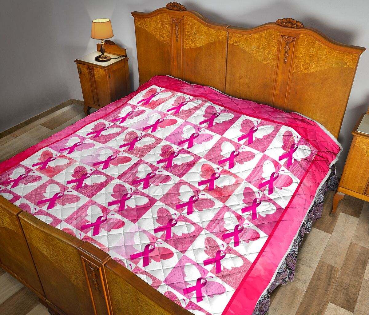 Breast Cancer butterfly pattern quilt DHC281111274DD