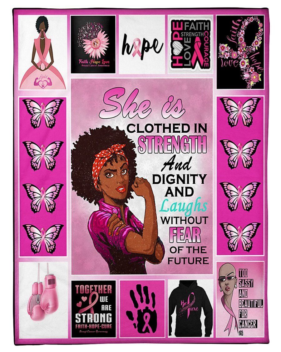 Breast Cancer Fighter Hope Love Faith Fleece Blanket Fleece Blanket