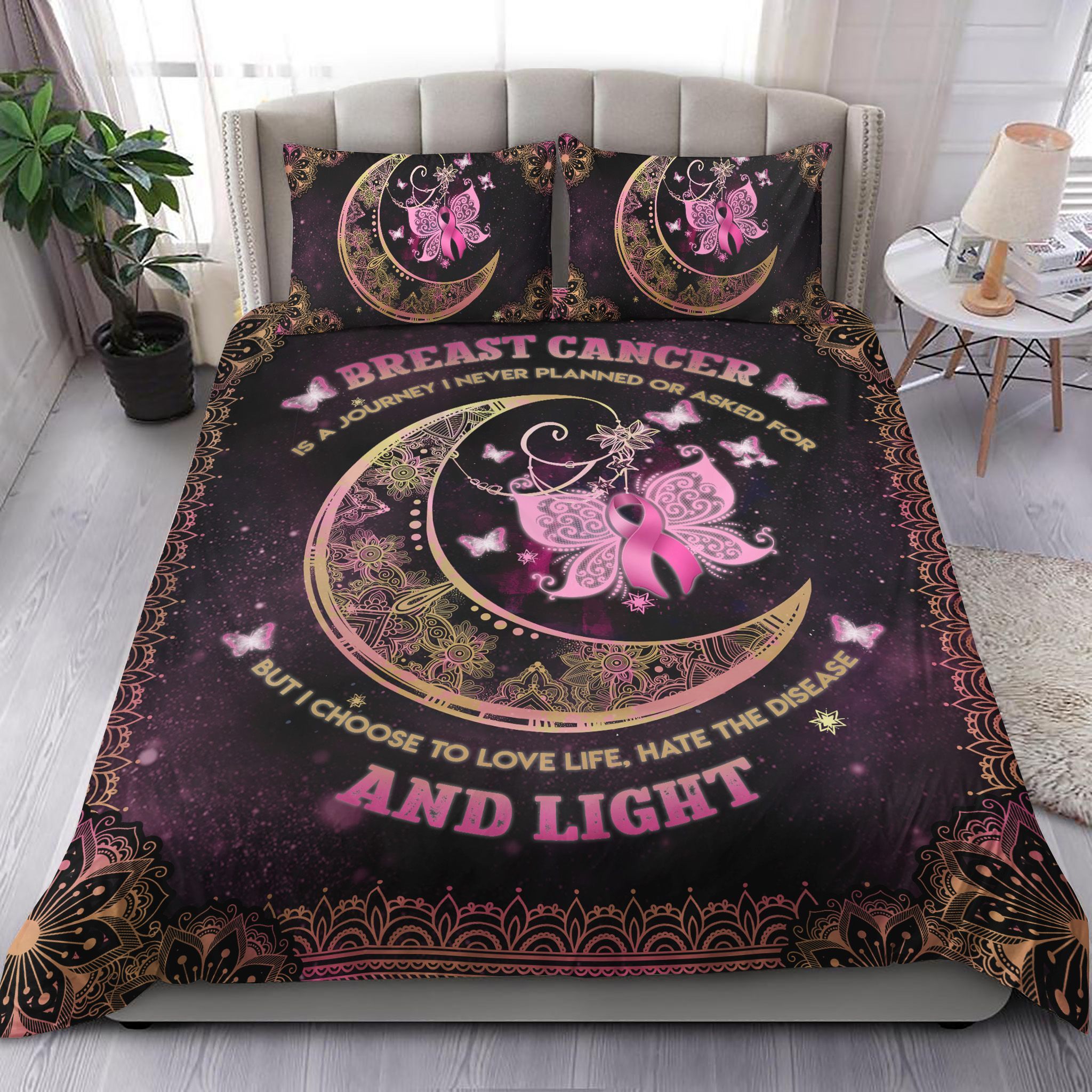 Breast Cancer Is A Journey Moon Bedding Set