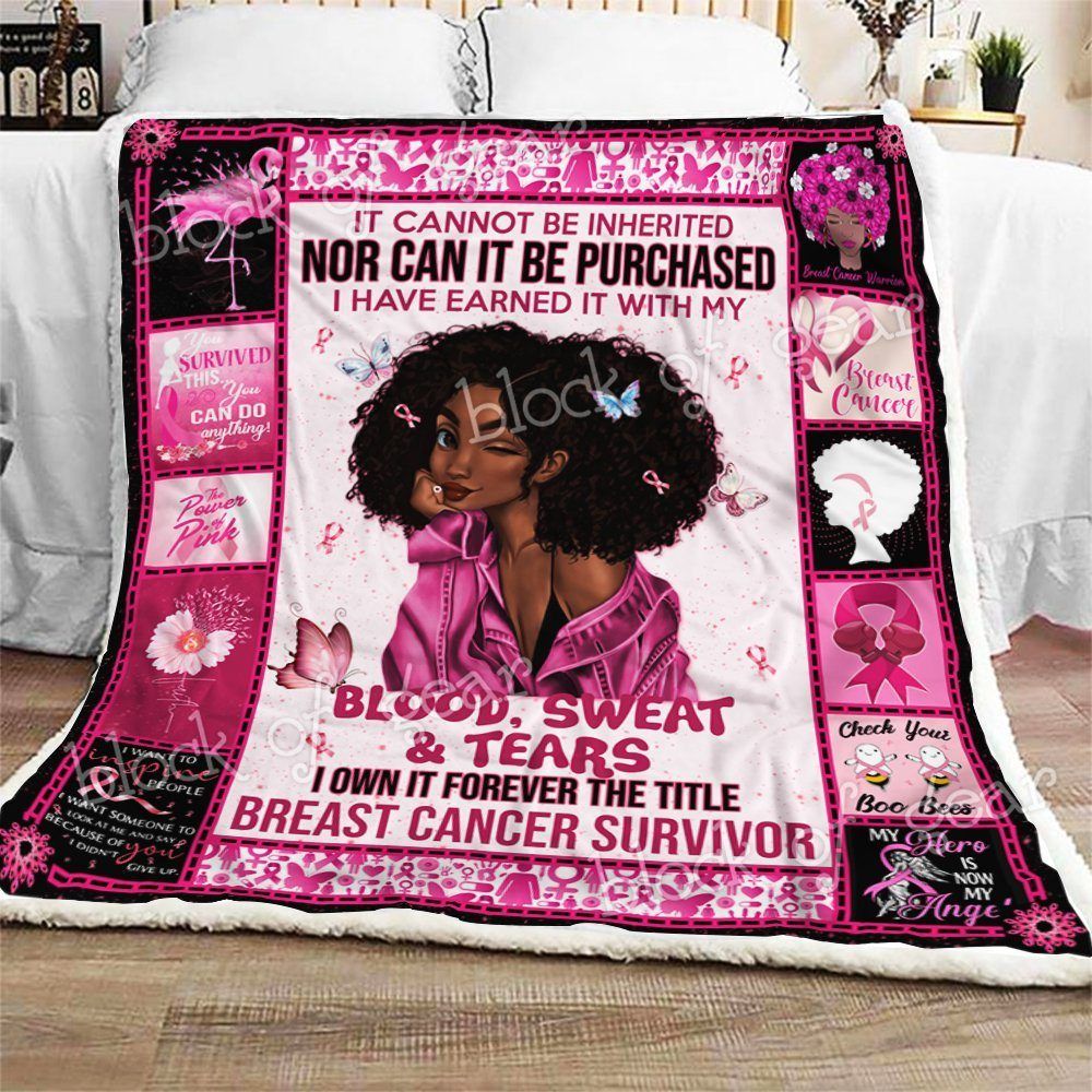 Breast Cancer Survivor Black Woman Sherpa Fleece Blanket