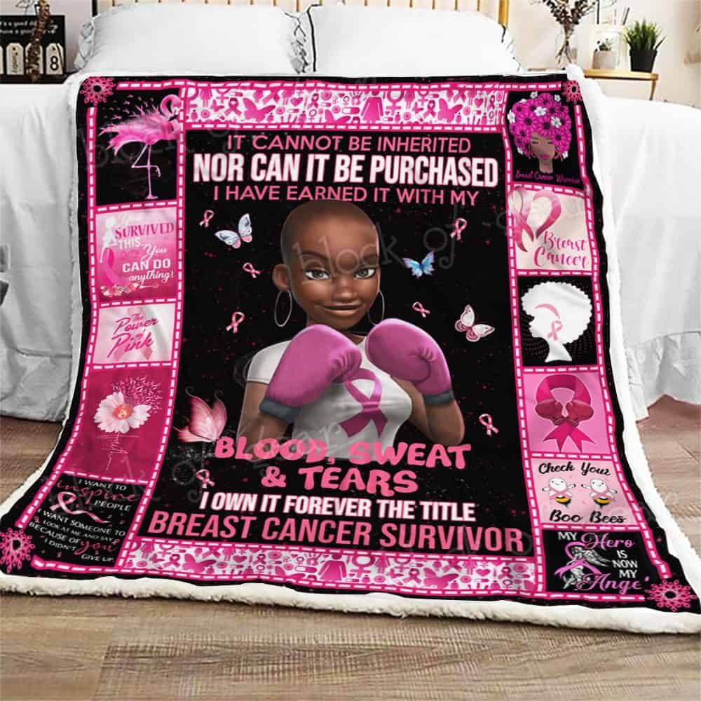 Breast Cancer Survivor Black Woman Fleece Blanket