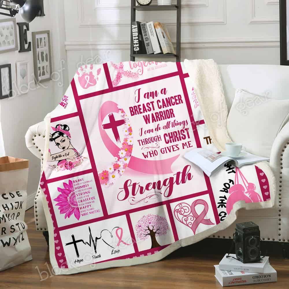 Breast Cancer Warrior Sherpa Fleece Blanket