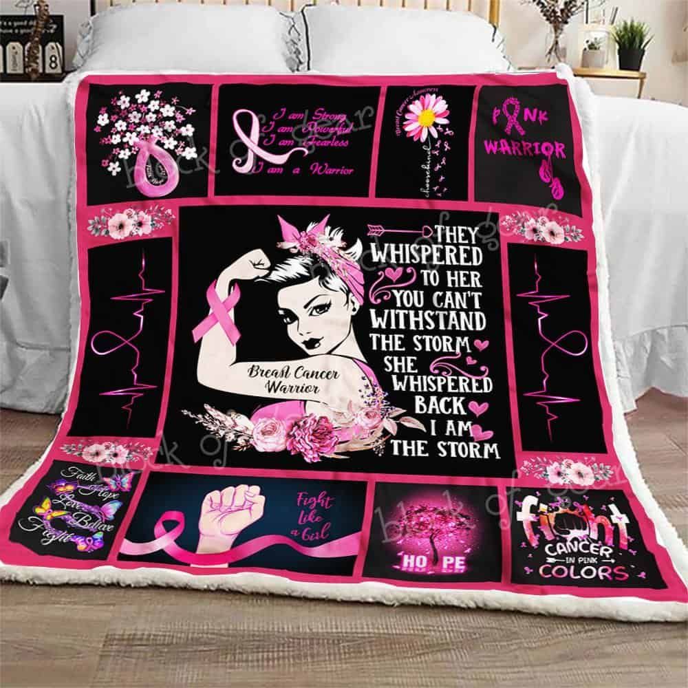 Breast Cancer Warrior Sherpa Fleece Blanket