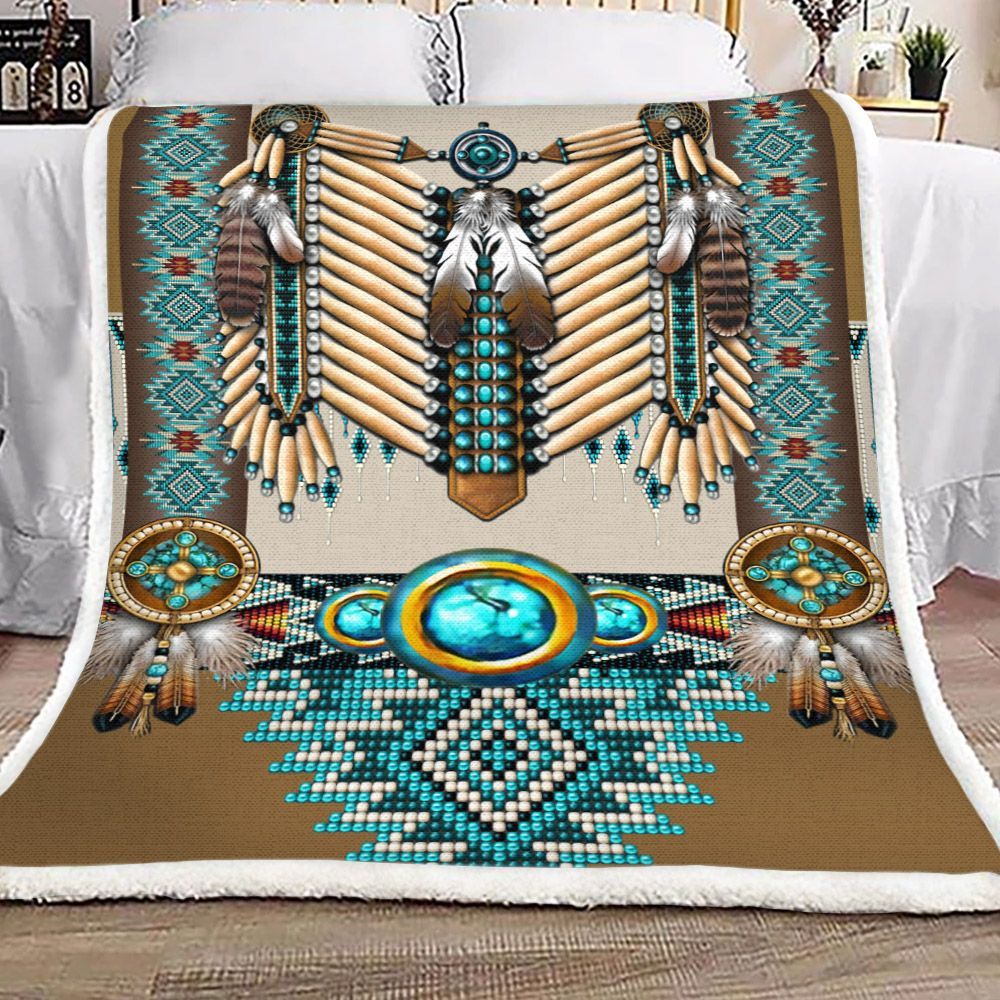 Breastplate Native American Sherpa Fleece Blanket