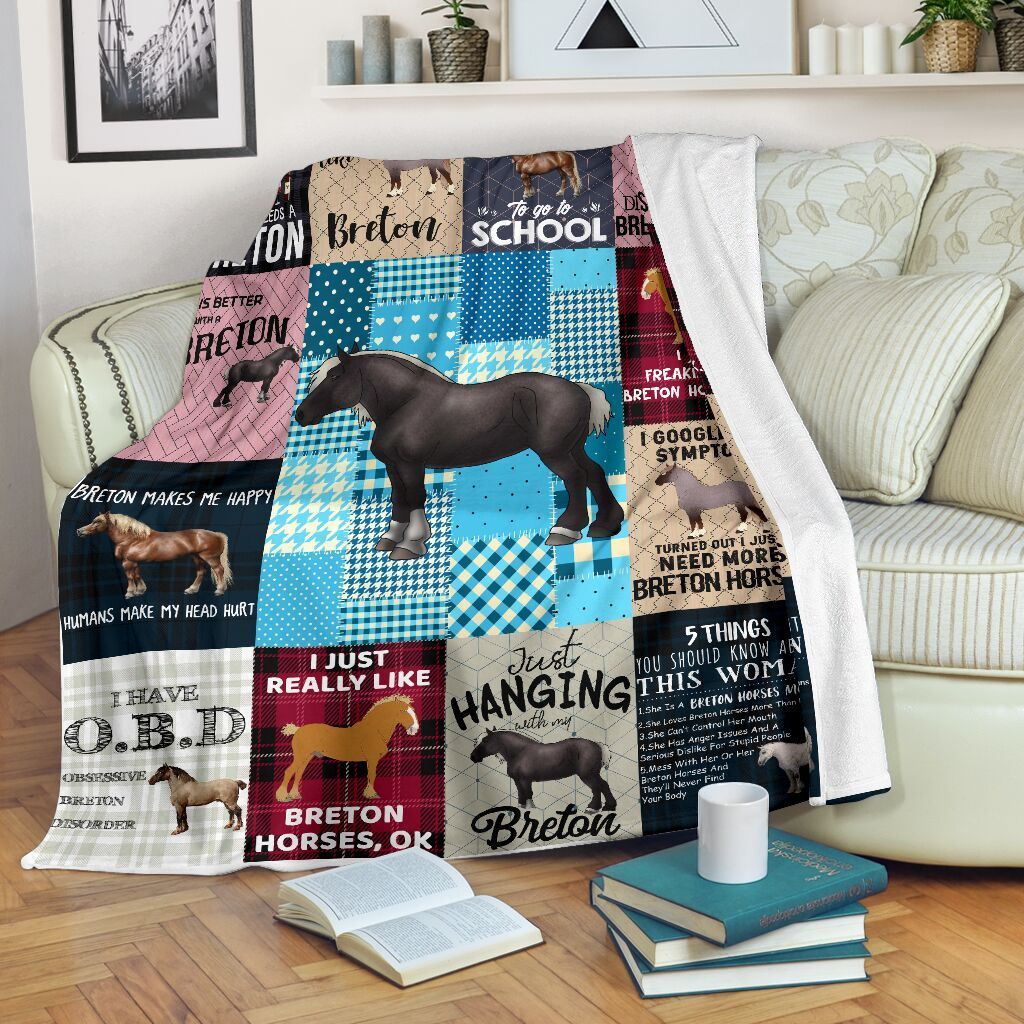 Breton Horse Sherpa Fleece Blanket