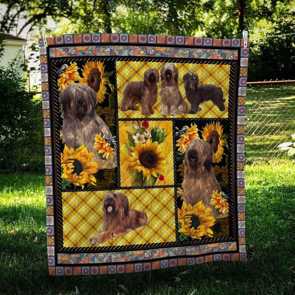 Briard Sunflower CL09100072MDQ Quilt Blanket