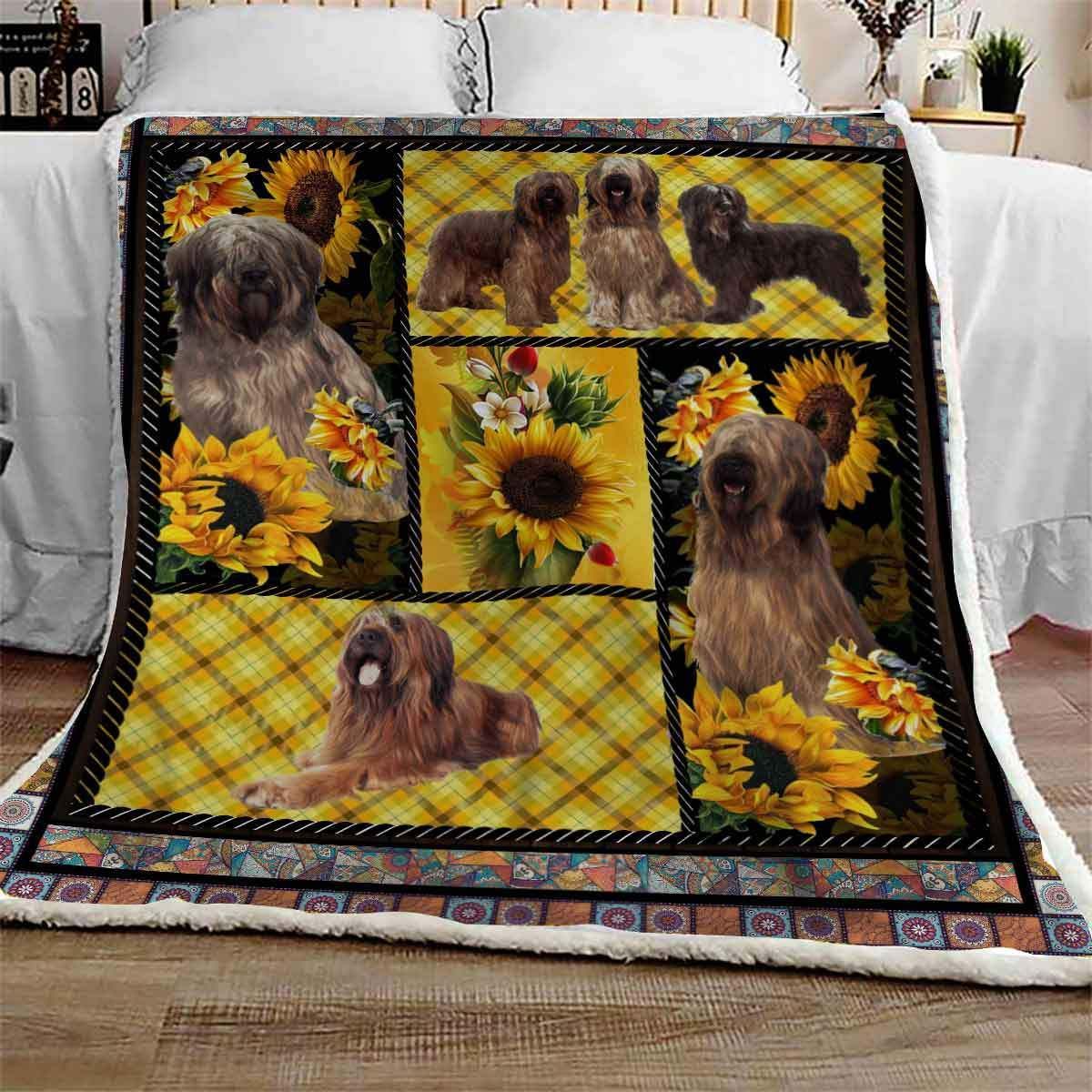 Briard Sunflower Sherpa Fleece Blanket