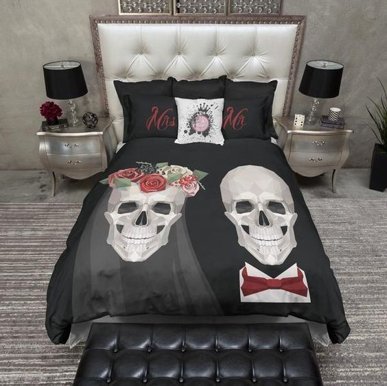 Bride And Groom Skull Bedding Set