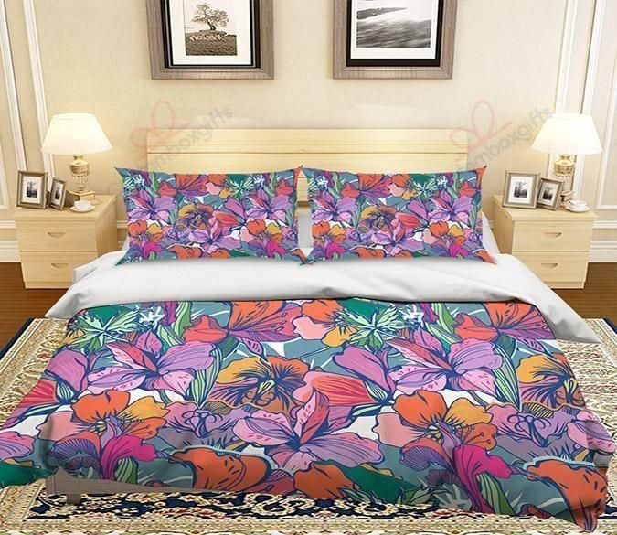 Bright Bloom Pattern Printed Bedding Set