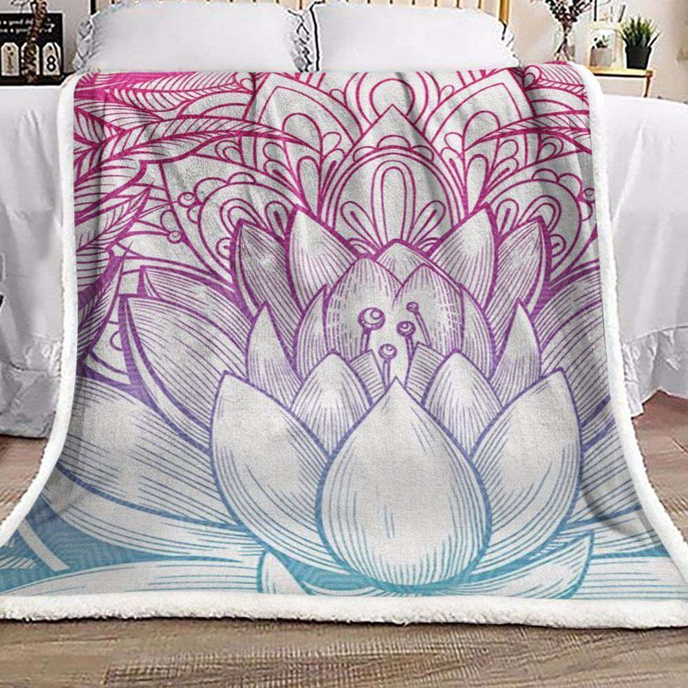 Bright Lotus Sherpa Fleece Blanket