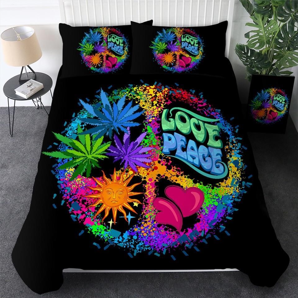 Bright Rainbow Love Peace Bedding Set