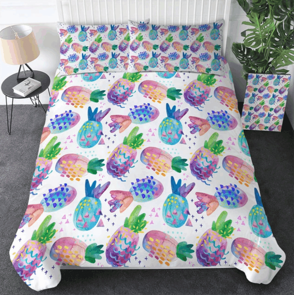 Bright Watercolour Pineapples Bedding Set