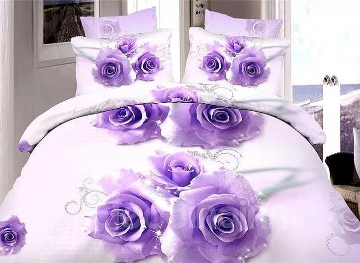 Brilliant Purple Rose Bedding Set