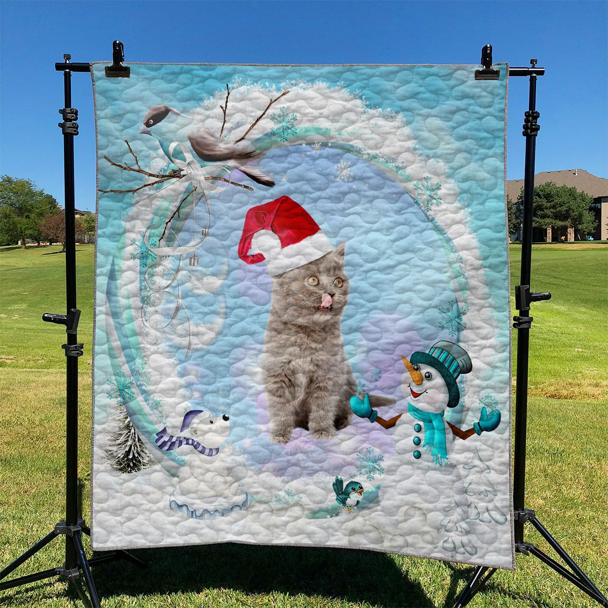 British Cat Merry Christmas NI1911135DT Quilt Blanket